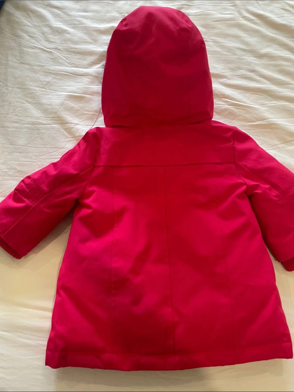 Gap 12-18 month toddler Hot Pink Hooded Winter Coat with Faux Fur Trim LIKE NEW